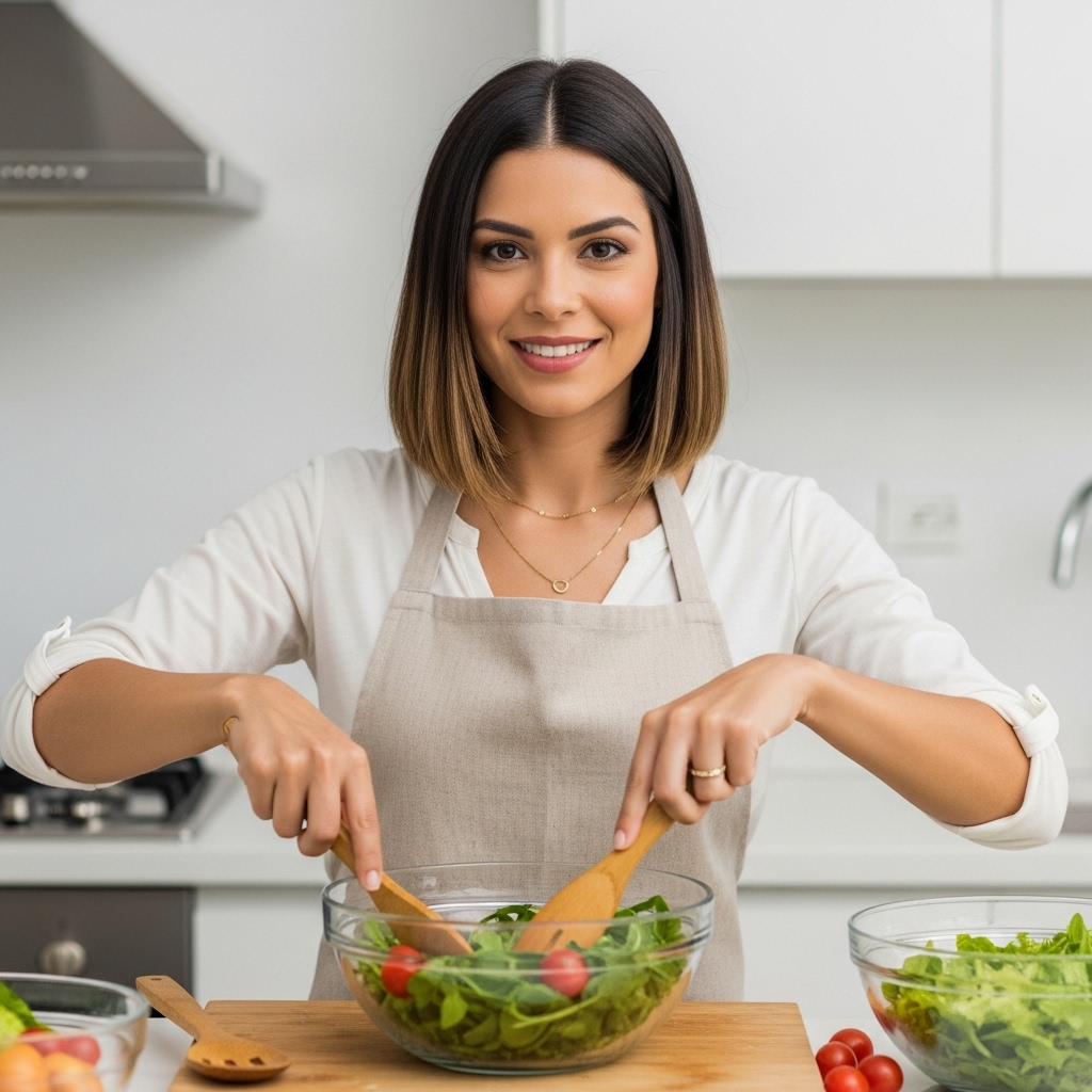 Nutricionista cozinhando
